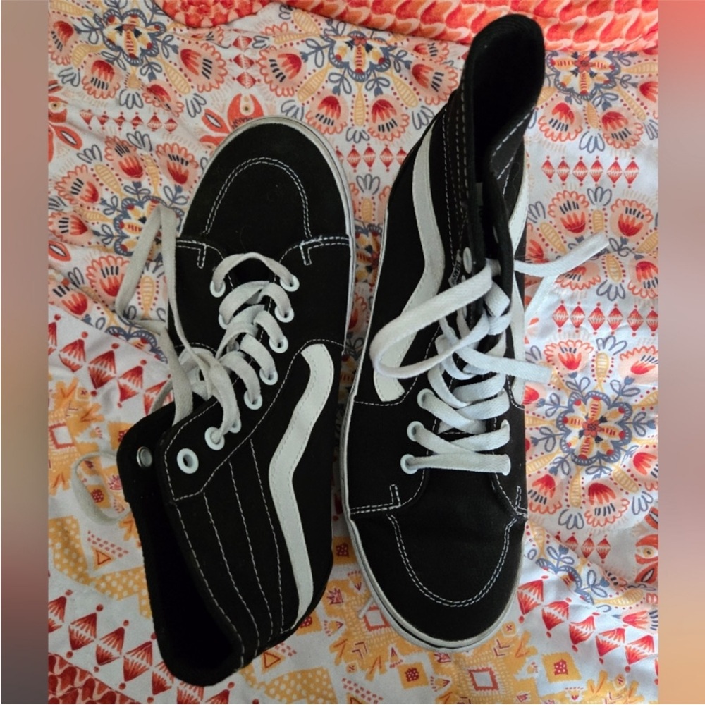Vans Black and White Canvas Sneakers